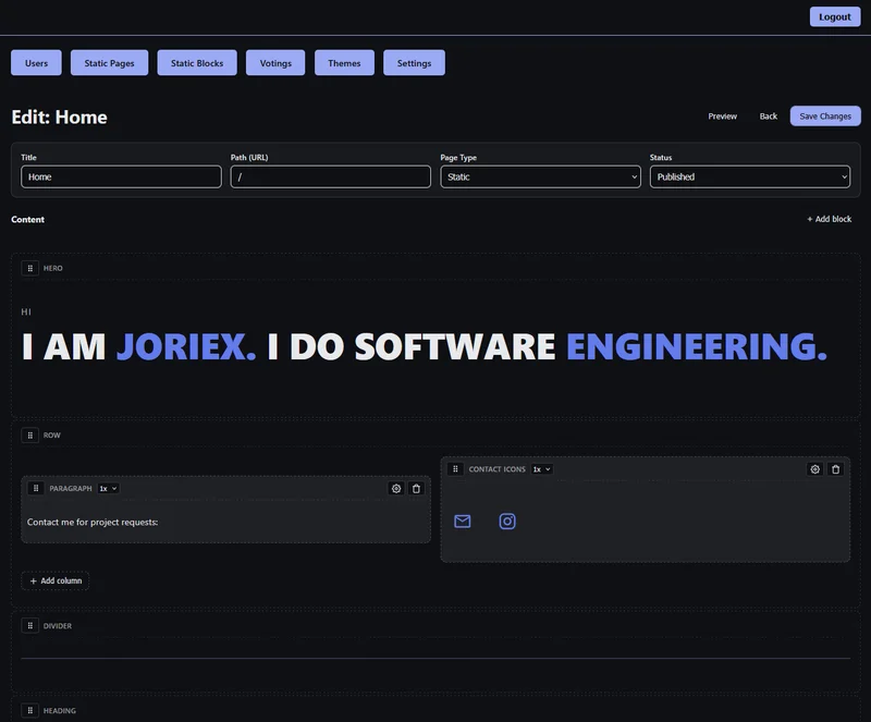 Screenshot from JoriCms